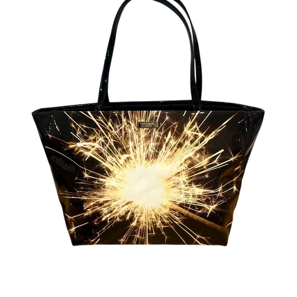 Kate Spade New York LET SPARKS FLY Sparkle Tote BagPatent Leather Sparkler Print